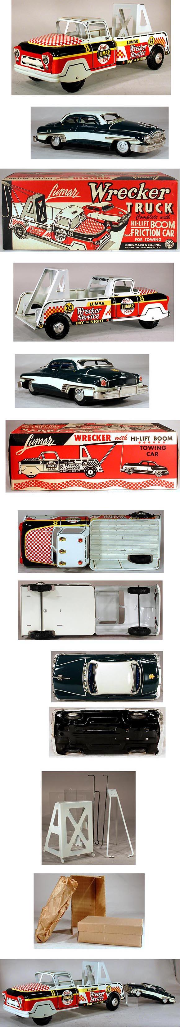 1957 Marx, Lumar Wrecker Truck w/Boom & Friction Car in Original Box